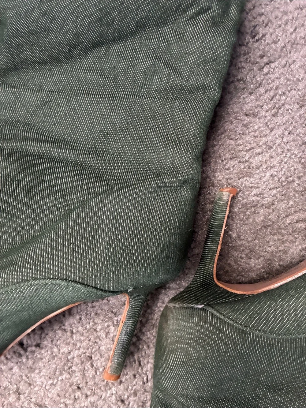 Women’s Olive Green Over-the-Knee Stiletto Boots with pockets